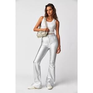 Free People NWT We The Free Jayde Flare Jeans High Rise Metallic Long Legs 29